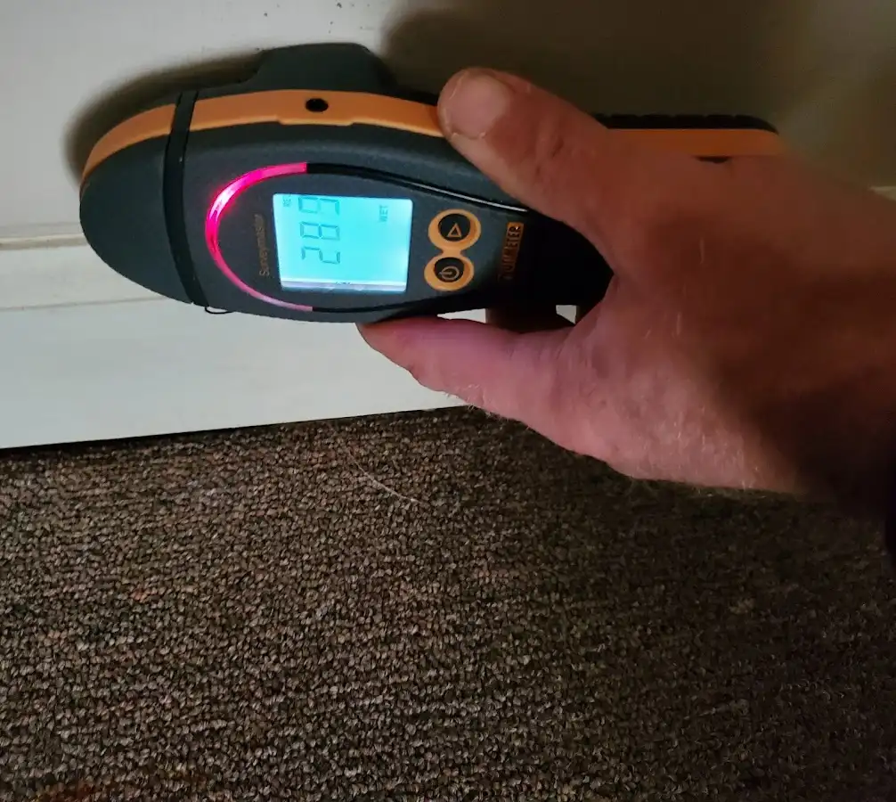 Moisture detection at baseboard during Burst Pipe Cleanup in Morro Bay